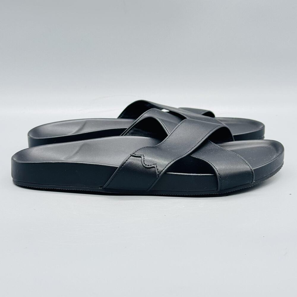 Birdies Sandals Womens 6 Black Rubber Cross Strap Slide Slip On Comfort Shoes